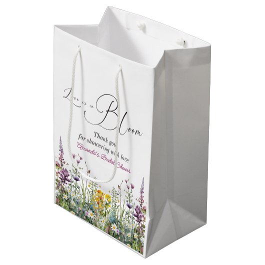 Liefde in Bloom Wildflower Floral Vrijgezellenfees Medium Cadeauzakje (Voorkant Gekanteld)