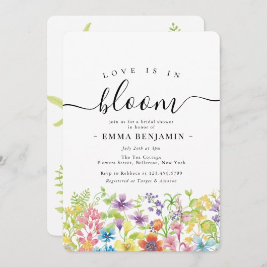 Liefde in Bloom Wildflower Flower Vrijgezellenfees Kaart (Voorkant / Achterkant)