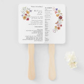 Liefde In Bloom Wildflower Trouwprogramma Hand Fan Handwaaier (Voorkant en achterkant)