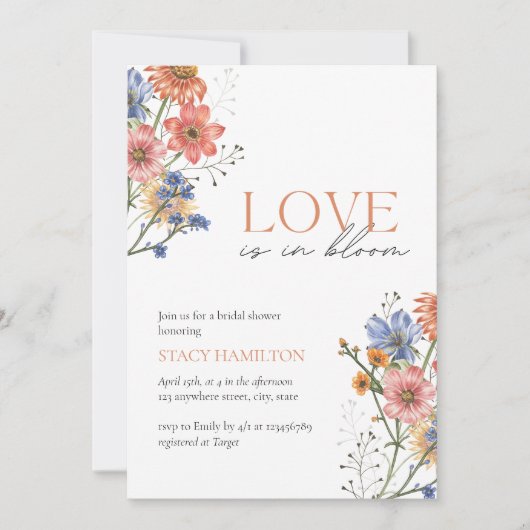 Liefde in bloom Wildflower Vrijgezellenfeest Kaart (Voorkant)