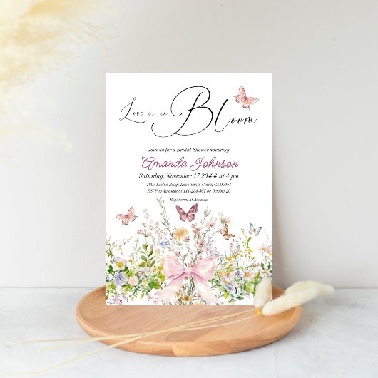 Liefde in Boom Wildflower Pink Bow Vrijgezellenfee Kaart