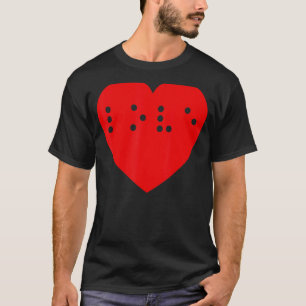Liefde in braille in Big Red Heart zonder contract T-shirt
