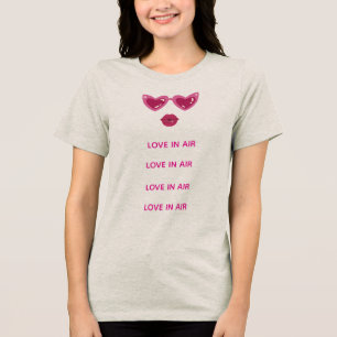Liefde in de lucht Dames T-shirt Hart Bril & Lippe