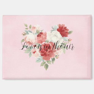 Liefde in de lucht roze rode hart bloem magneet