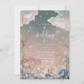 Liefde in de lucht sprankelt en bloemen bruiloft kaart (Voorkant)