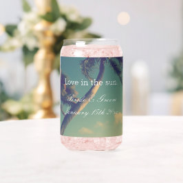 Liefde in de zon idyllische strand bruiloft blikbr blikvorm glas