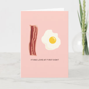 Liefde in eerste acht Bacon & Egg Gekke groet Feestdagen Kaart