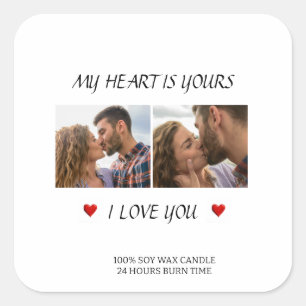 Liefde in elk moment aangepaste koppel foto met te vierkante sticker