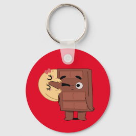 Liefde in elke hap Grappig Schattige Paar Liefde P Sleutelhanger