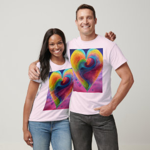 Liefde in elke steek: zijn en haar hartvormig t-shirt