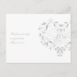 Liefde in elke taal in het Silver RSVP-Briefkaart Uitnodiging Briefkaart