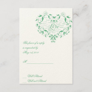 Liefde in elke taal in Mint Green-reactiekaart RSVP Kaartje