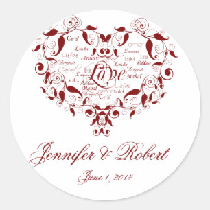 Liefde in elke taal in Red Envelope Seal Ronde Sticker
