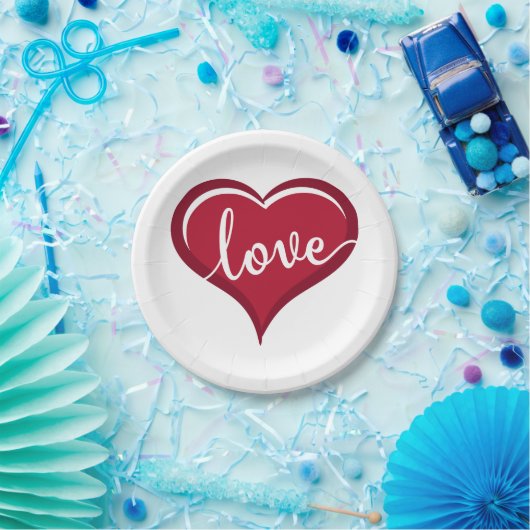 liefde in hart valentijn papieren bordje (Feest)