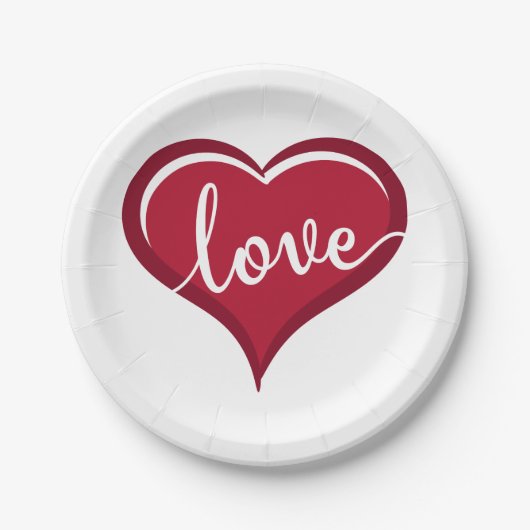 liefde in hart valentijn papieren bordje (Voorkant)