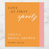 Liefde in het eerste ogenblik Spritz Bruidsfeest Wijn Etiket (Enkel label)