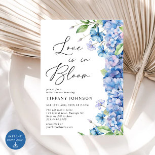Liefde in het Vrijgezellenfeest Bloom Blue Hydrang Kaart