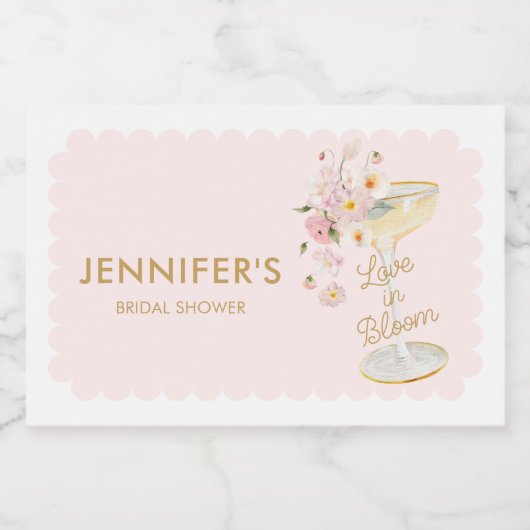 Liefde in het Vrijgezellenfeest Bloom Sparkling Wijnetiket (Enkel label)