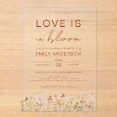 Liefde in het Vrijgezellenfeest Bloom Wildflower Acryl Uitnodigingen (Voorkant)