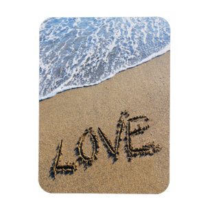 Liefde in het zand geschreven Foto Magnet Magneet