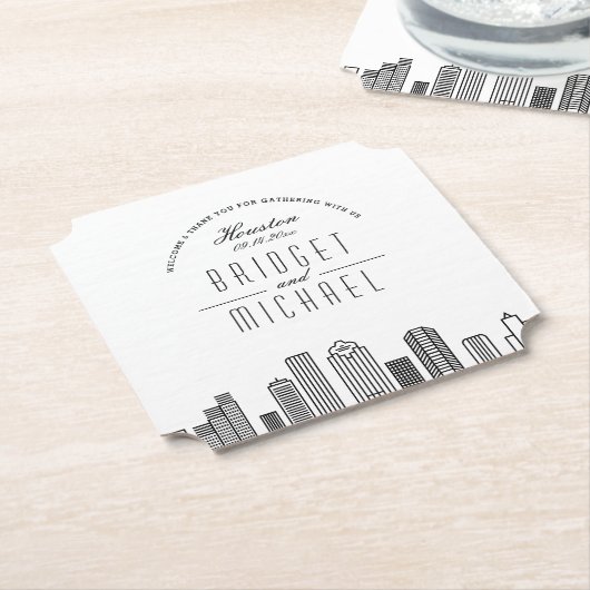 Liefde in Houston | City Skyline Welkom Kartonnen Onderzetters (Gekanteld)