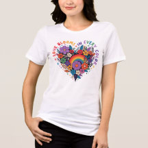 Liefde in kleur Levendig bloemen hart T-shirt Posi