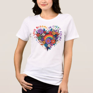 Liefde in kleur Levendig bloemen hart T-shirt Posi