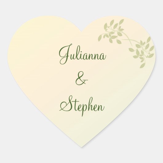 Liefde in Laurels Gepersonaliseerd Hart Sticker (Voorkant)