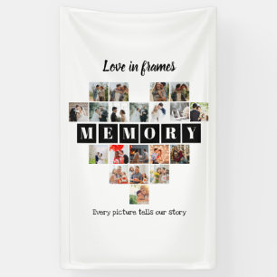 Liefde in lijstjes Hart 20 foto collage Romantisch Spandoek