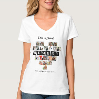 Liefde in lijstjes Hart 20 foto collage Romantisch T-shirt