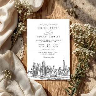 Liefde in New York Elegante Moderne QR Code Trouwe Kaart