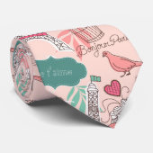 Liefde in Paris Pattern Pink Stropdas (Opgerold)
