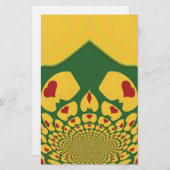 Liefde in Rasta Kleuren: Reggae Hearts Briefpapier (Voorkant / Achterkant)