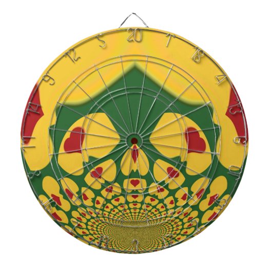 Liefde in Rasta Kleuren: Reggae Hearts Dartbord (Voorkant)