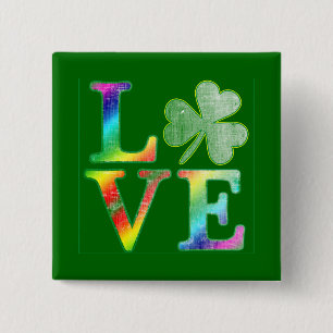 Liefde in regenboogkleuren met gedempte look vierkante button 5,1 cm