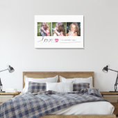 Liefde in Roze Hart Script Aangepaste Foto Collage Canvas Afdruk (Insitu (Slaapkamer))