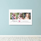 Liefde in Roze Hart Script Aangepaste Foto Collage Canvas Afdruk (Insitu (Houten vloer))