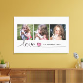 Liefde in Roze Hart Script Aangepaste Foto Collage Canvas Afdruk (Insitu (Woonkamer))