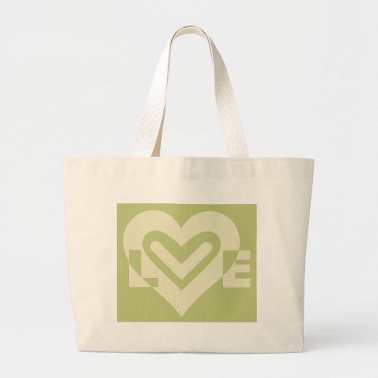 Liefde in Sage Green Grote Tote Bag (Voorkant)