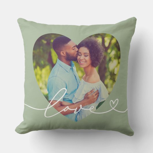 Liefde in Script Groene Aangepaste Hartvormige Fot Kussen (Voorkant)