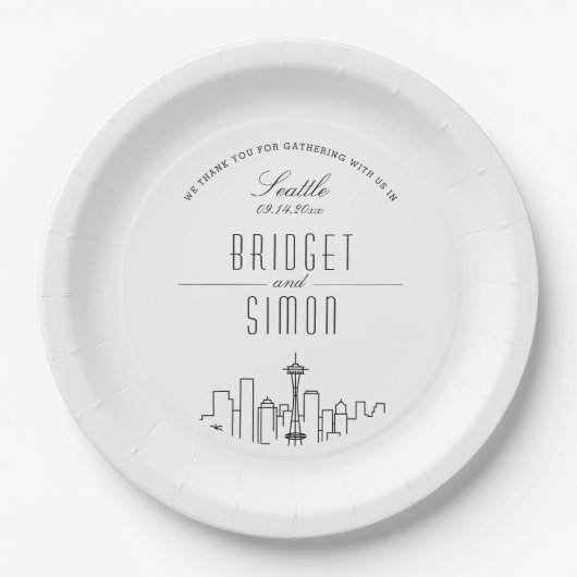 Liefde in Seattle bruiloft Papieren Bordje (Voorkant)