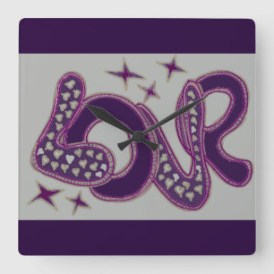 Liefde in stijl van de jaren '60 vierkante klok