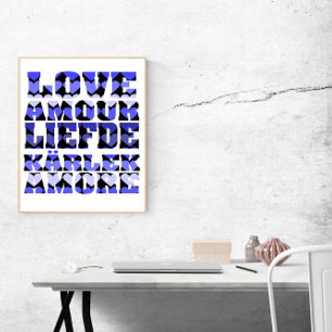 Liefde in vele talen Blue Hearts Poster