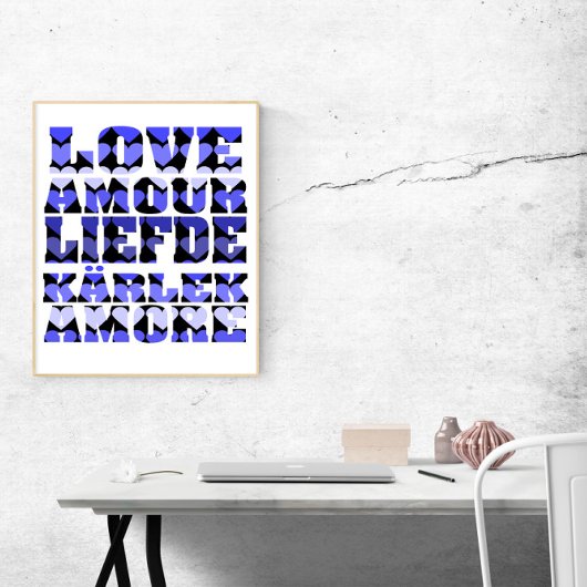 Liefde in vele talen Blue Hearts Poster