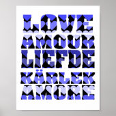 Liefde in vele talen Blue Hearts Poster (Voorkant)