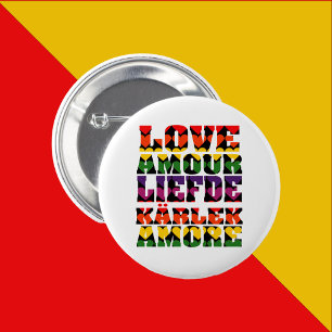 Liefde in vele talen Dark Rainbow Hearts Ronde Button 5,7 Cm