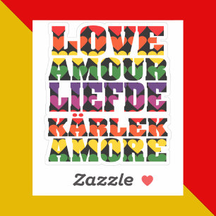Liefde in vele talen Harten Rainbow Dark Sticker