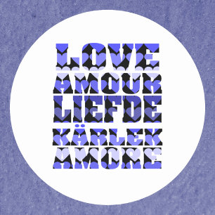 Liefde in verschillende talen Blauwe harten Ronde Sticker
