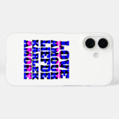 Liefde in verschillende talen Hart roze en blauw Case-Mate iPhone Case (Achterkant (horizontaal))