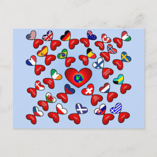 Liefde in verschillende wereldtalen Vlaggenhart Briefkaart